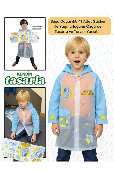 Casabony Kendin Tasarla Erkek Çocuk Yağmurluk Mavi