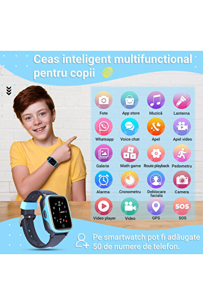 Wingereich Ceas Smartwatch pentru Copii, 4G, Localizare GPS, Apel Video HD și WhatsApp
