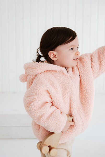 Lollie Baby&Kids معطف أطفال من القطيفة من تيدي - وردي