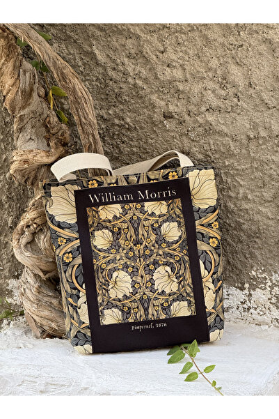pamukcanta William Morris Kanvas Bez Çanta Yıkanabilir Metal Çıtçıtlı 35x38cm (KÜÇÜK BOY)
