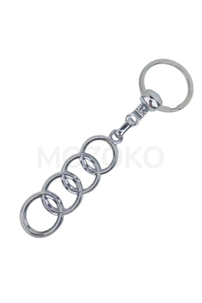 MOZOKO Yüksek Kaliteli Audi Logolu Metal Araç Anahtarlık, Çift Yönlü Logo, Hediyelik Araba Anahtarlık