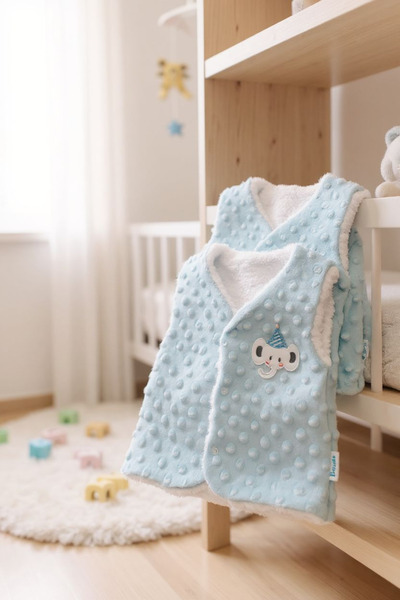 Ercahome tekstil Baby Vest Welsoft Fabric Inside Cotton Baby Boy Blue Vest
