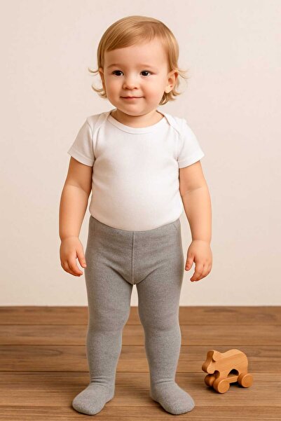 Baharda Nova جوارب طويلة قطنية رمادية اللون للأطفال / للبنات والأولاد للجنسين