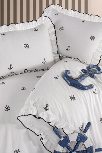 Uçkan home 100% Cotton Ruffled Single Bed Duvet Cover Set