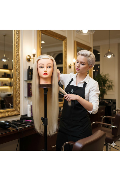Mina Peruk Kuaför Eğitim Mankeni - Yaki Masa Aparatı - Platin