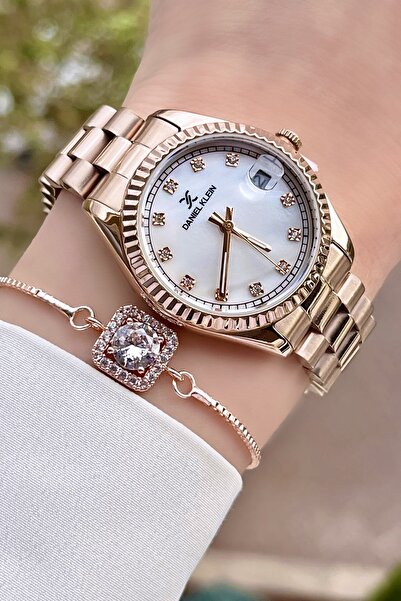 Daniel Klein Rose Renk Ayarlanabilir Kordonlu 33 Mm Kadın Kol Saati ve Bileklik