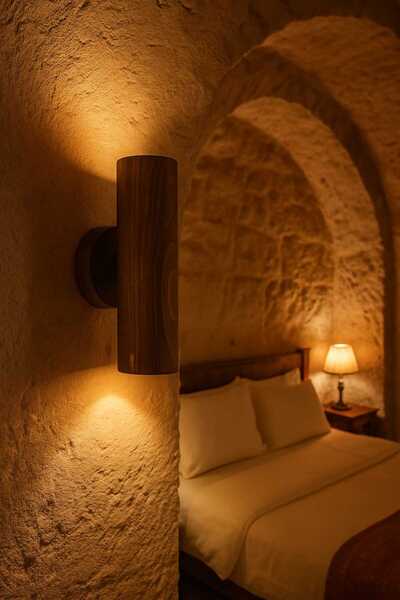 Aysem Wood Duvar Apliği Yansıtma Tasarımlı Çift Yönlü Ahşap Salon Hol Cafe Otel Duvar Apliği