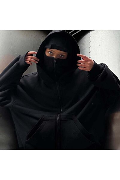 Genel Markalar Style Vers Balaclava Tam Fermuarlı Kapüşonlu Maske Kapüşonlu