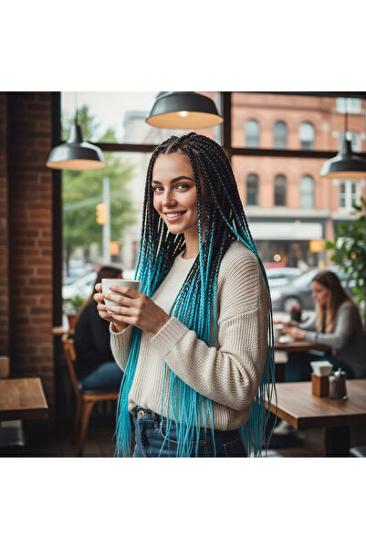 Ethab Ticaret سين أومبري للشعر الأفريقي والشعر الريستا / أسود / أزرق فاتح