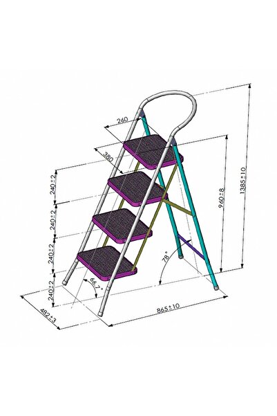 NAVEX 4 Basamaklı Katlanabilir Kaymaz Tabanlı Dengeli Geniş Merdiven