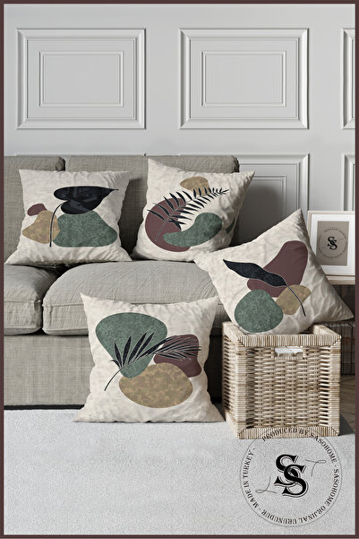 SasoHome Кольорові камені, розроблені Cicek з візерунком 4pcs Цифровий друкований чохол для подушок