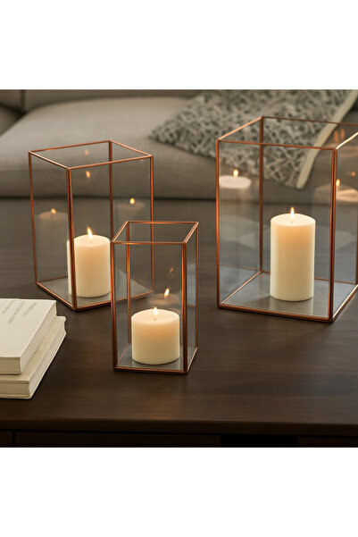 vitrayverteks Cam Dekoratif 3'lü Mumluk Seti
