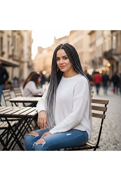 Ethab Ticaret خيوط سن أومبري للضفائر الأفريقية والرستا / أسود / رمادي غامق / ...