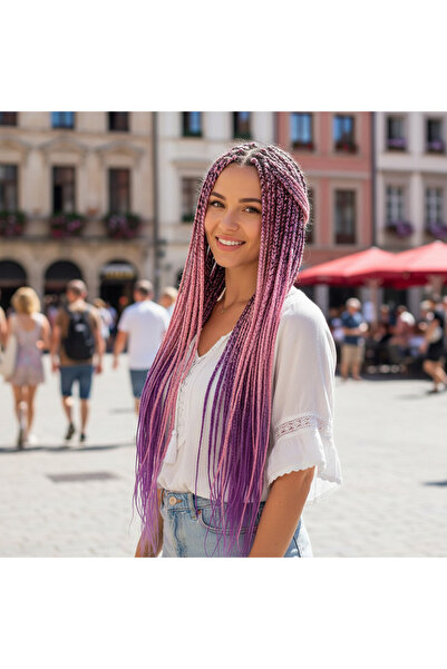 Ethab Ticaret خيوط سين أومبري / وردي فاتح / أرجواني فاتح للضفائر الأفريقية وا...