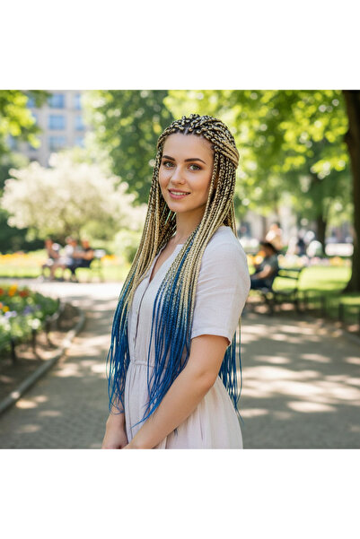 Ethab Ticaret شعر مستعار من نوع Sen Ombreli / بلاتيني / أزرق داكن للشعر الأفر...