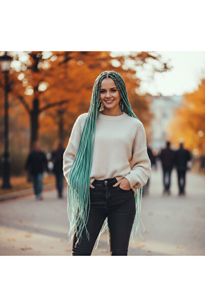 Ethab Ticaret الضفائر الأفريقية والشعر الطويل (الرستا) لك/لون أخضر مائي