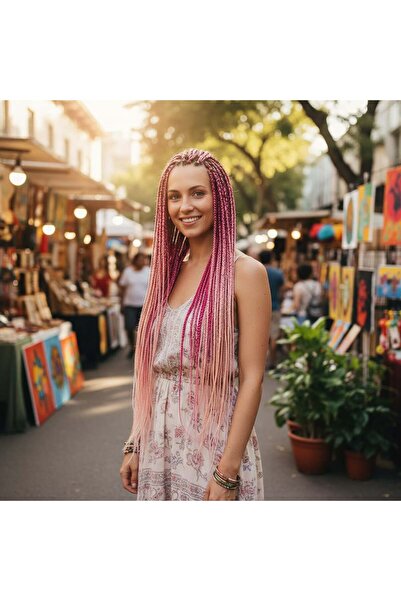 Ethab Ticaret سين أومبري للضفائر الأفريقية والشعر الروتاني / وردي فاتح / وردي...