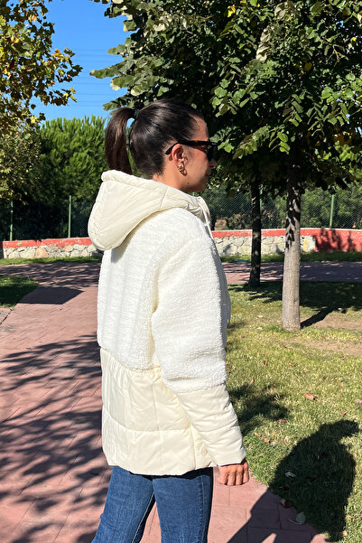 Love The Wind Hooded Quilted Garnished Long Plush Coat