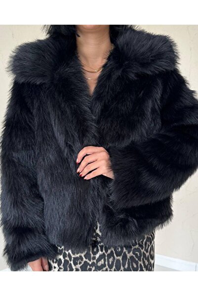 merysare Жіночий м'який пухнастий короткий піджак-куртка