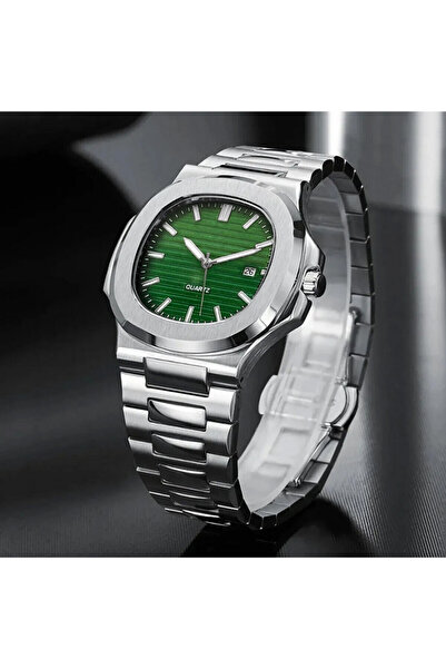 Store Patek Model Silver Green Men's Steel Watch
