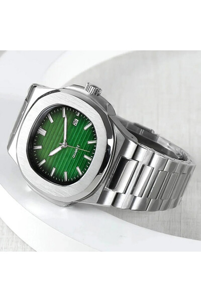 Store Patek Model Silver Green Men's Steel Watch