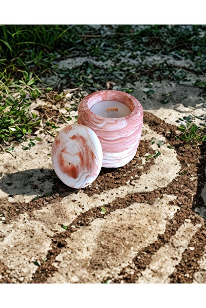 DRN Kiremit Renk Geçişli, Bubble Kapaklı, Ahşap Fitilli, Kokulu Mum