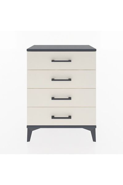 Dienni Arges Komodin 4 Çekmeceli 60x30x80 Antrasit-Aytaşı