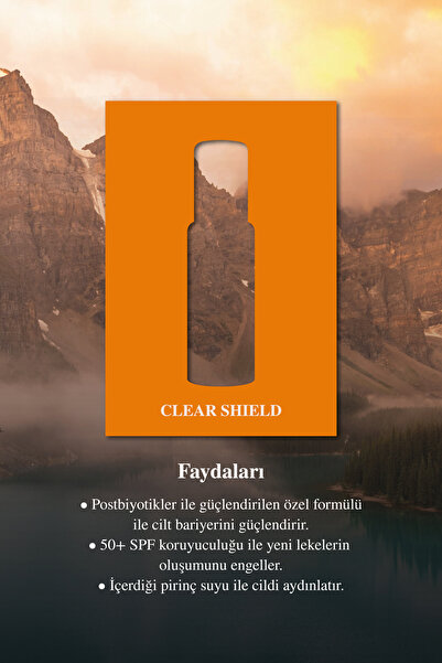 Clara Hygienics Clear Shield 50+SPF Postbiyotik Destekli Güneş Kremi 50ml - Koruyucu Leke Karşıtı Aydınlatıcı Vegan