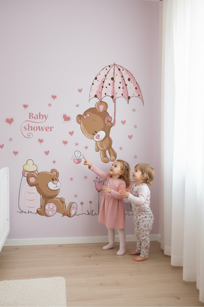 KT Decor Slatki set zidnih naljepnica sa medvedićima za dečiju i bebinu sobu