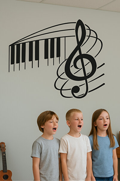 KT Decor ملصق حائط بمفتاح يسار موسيقي حديث