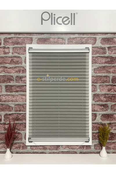 IŞILTI Perde Sistemleri Plicell Plise Keten Tül Perde Clover - 03 Gri