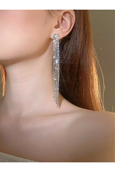 DESİGNEDBYD Zirconium Long Shiny Jewelled Dangle Stylish Earrings