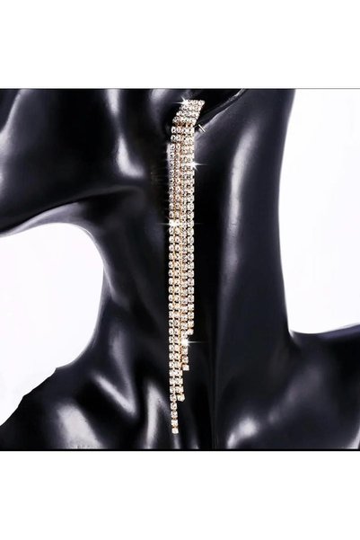 DESİGNEDBYD Zirconium Long Shiny Jewelled Dangle Stylish Earrings