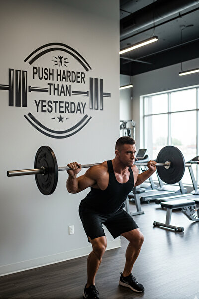 KT Decor ملصق حائط لغرفة المعيشة الرياضية الحديثة Push Harder