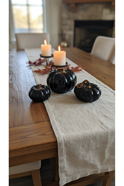 SEMY STORE Balkabağı 3 lü Dekor Seti Biblo Obje Süs Dekorasyon