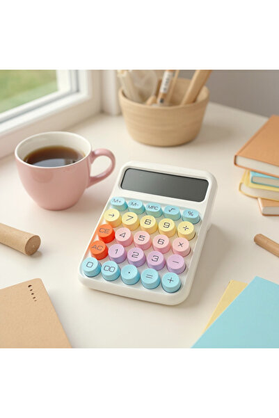 VANCKEY Pinterest Renkli Hesap Makinesi - 12 Haneli Yuvarlak Tuşlu Renk Hesap Makinesi - 4 Fonksiyonlu