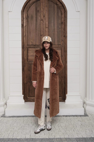 SUMEF Palton lung de pluș violet pentru femei - Palton de blană oversize cu glugă - Mărimea potrivită pentru mărimea 38-46 - Iarnă moale