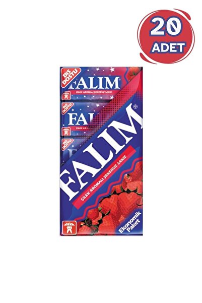 Falım 5'li Paket Çilek Aromalı Şekersiz Sakız 35 gr - 20 Adet