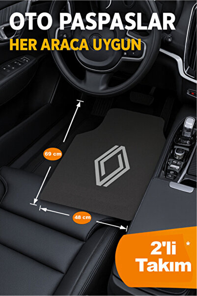 krm dünya ürünleri Siyah Oto Paspas Seti 2'li– Kaymaz, Yıkanabilir, Her Araca...