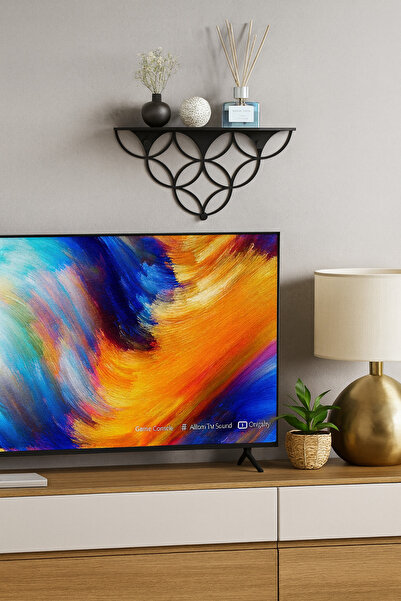 VENON Yıldız Desenli Siyah Metal Yar Duvar Rafı – Dekoratif Half Moon Shelf – Modern Çelik Raf