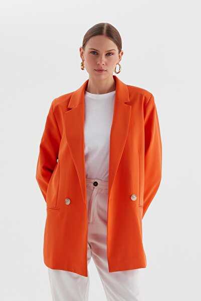 MARKALİSTE Single Button Blazer Jacket Orange