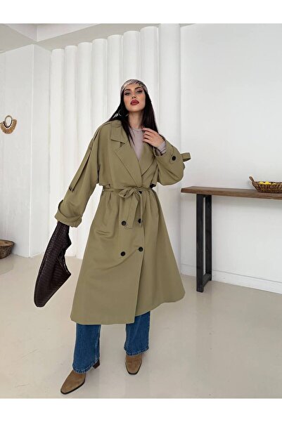 ZF BUTİK Kadın Beli Kemer Detay Uzun Trençkot