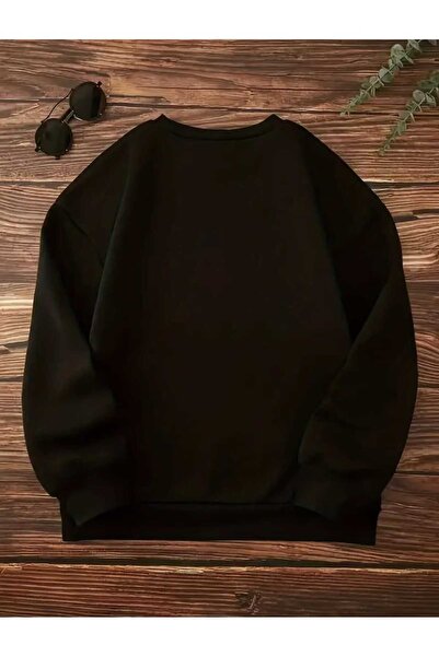 caddekombin Μαύρο φούτερ με λαιμόκοψη με στάμπα με φιόγκο και λιβελούλα