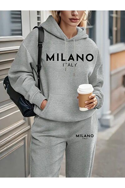 FUFLUNS طقم بدلة رياضية بقلنسوة للجنسين للنساء/الرجال من ميلانو