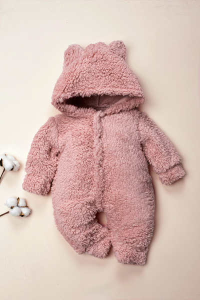 Mai Perla Winter Unisex Teddy Bear Ear Plush Baby Romper (3-12 Months)