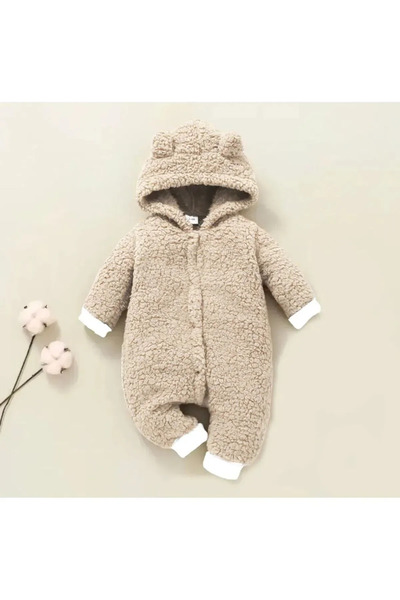 Mai Perla Winter Unisex Teddy Bear Ear Plush Baby Romper (3-12 Months)
