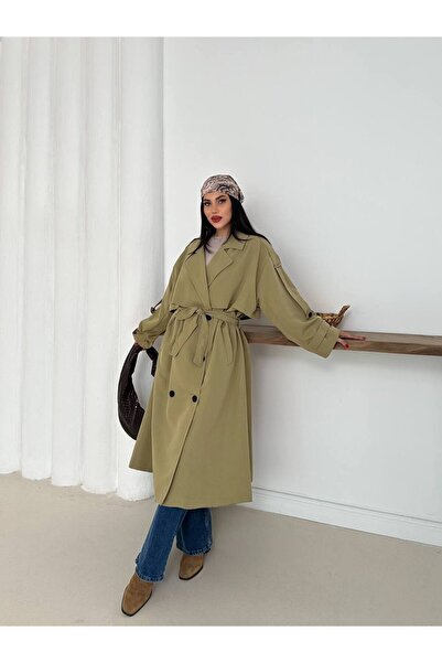 ZF BUTİK Kadın Beli Kemer Detay Uzun Trençkot