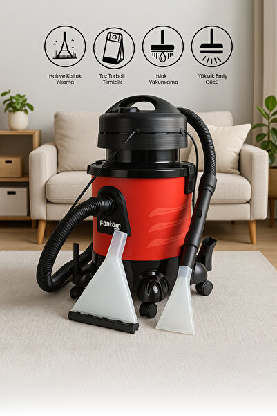 Fantom Jumbo Cc 9000 Koltuk Halı Yıkama Robotu Ve Leke Çıkartma Makinesi Kırmızı Siyah 2400 W