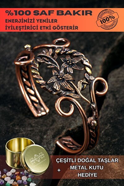 OSMANLI GÜMÜŞ Nergiz Çiçeği Bakır Bileklik Pirinç Detaylı Erkek Kadın Kuvars ...