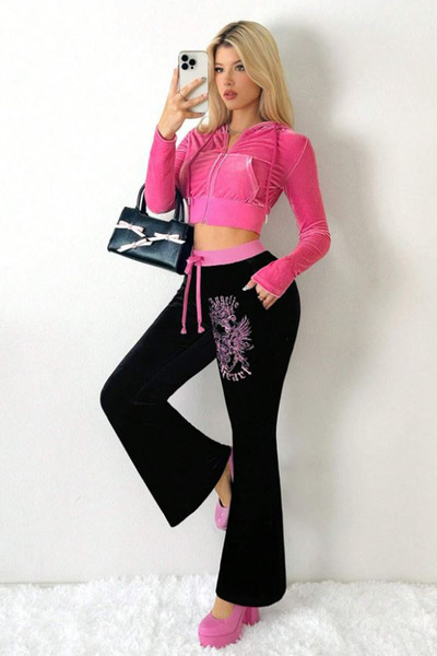 Karakedi Μαύρη φόρμα Angelic Heart με ροζ ένθετα